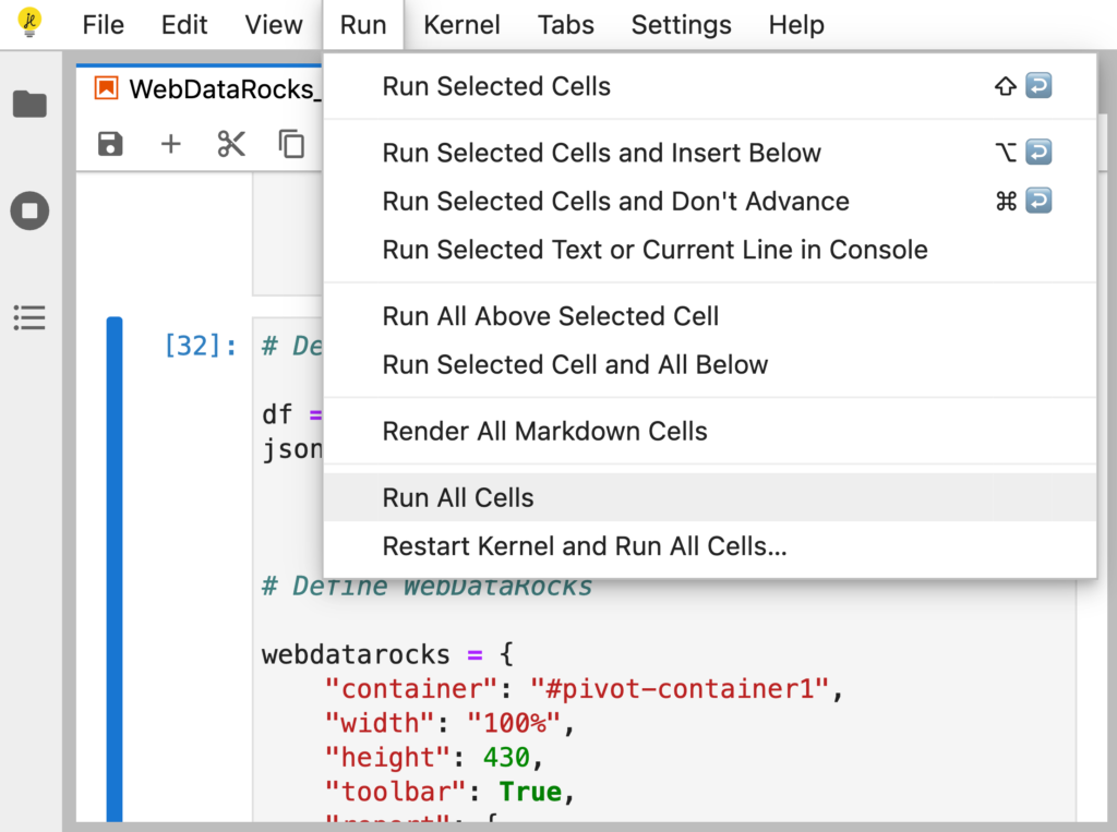 Integration with Jupyter • WebDataRocks